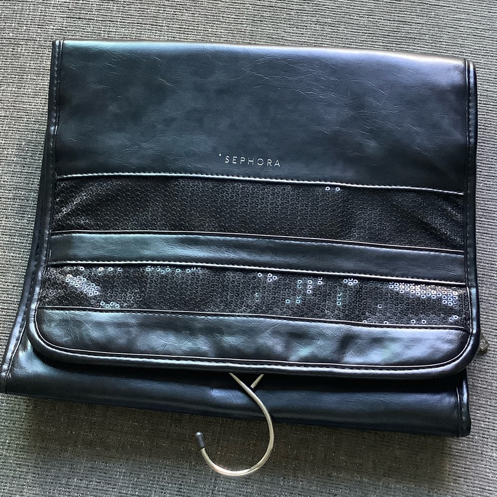 Sephora Black Makeup Toiletry Bag with Sequin Detail